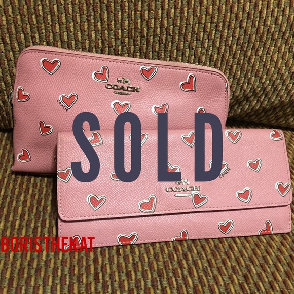 Coach Handbags - SOLD! COACH Hearts Leather Cosmetic Case & Wallet